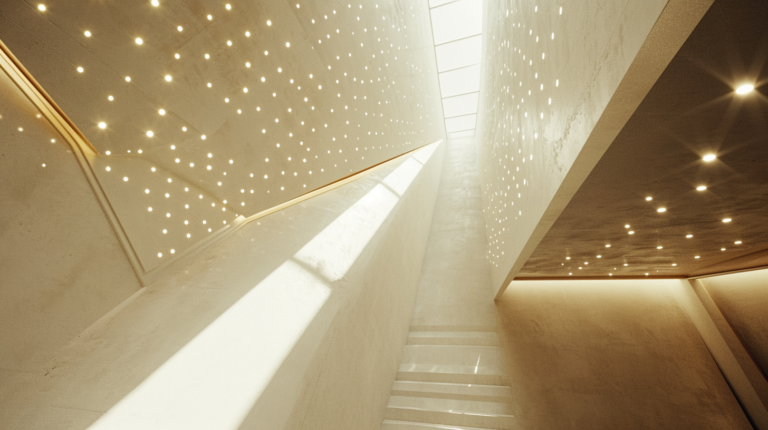 omom2_high_sloped_ceiling_with_gold_dots